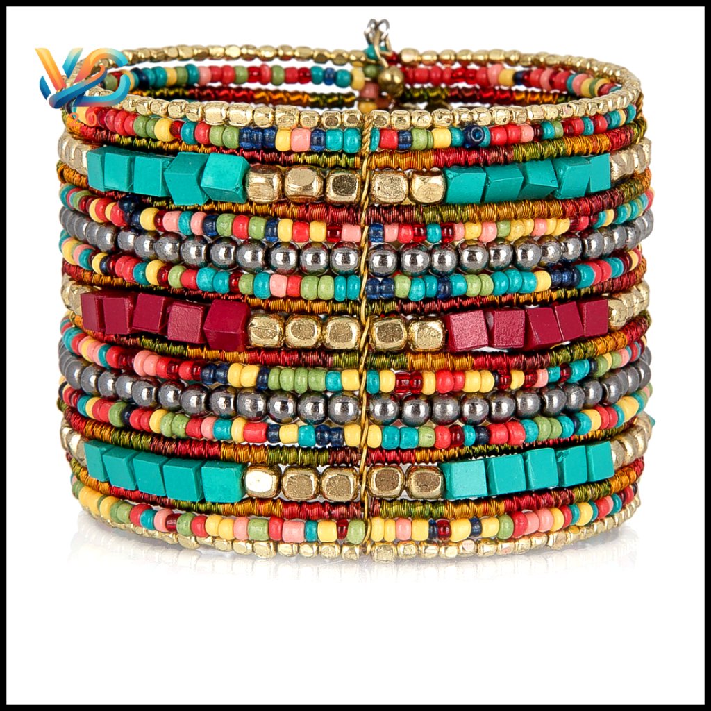Adjustable Boho Cuff Bracelet With Beaded Design For Everyday Wear